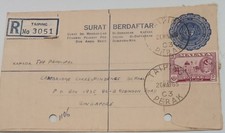Malaysia Reg.Cover Taiping to Singapore.2 hole