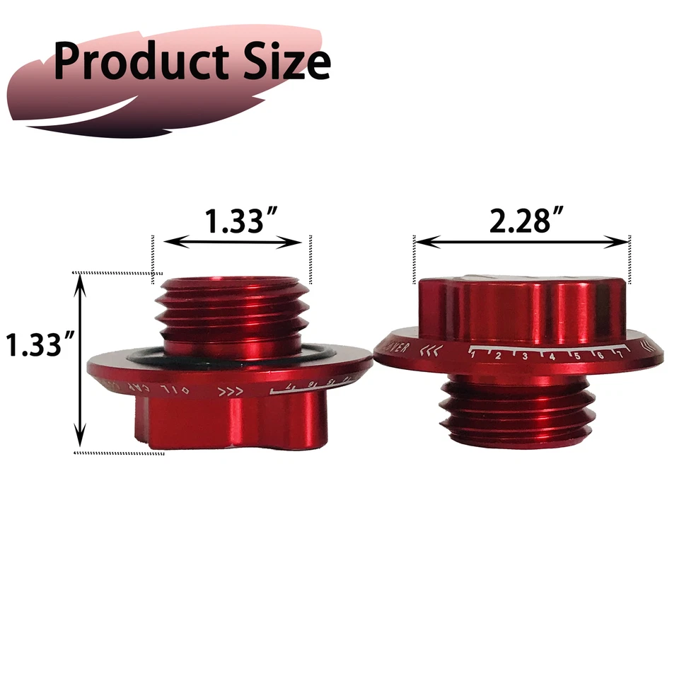 RED Screw-In Middle Finger Oil Filler Tank Cap Valve Trim Cover For Honda Acura - Image 2 of 4