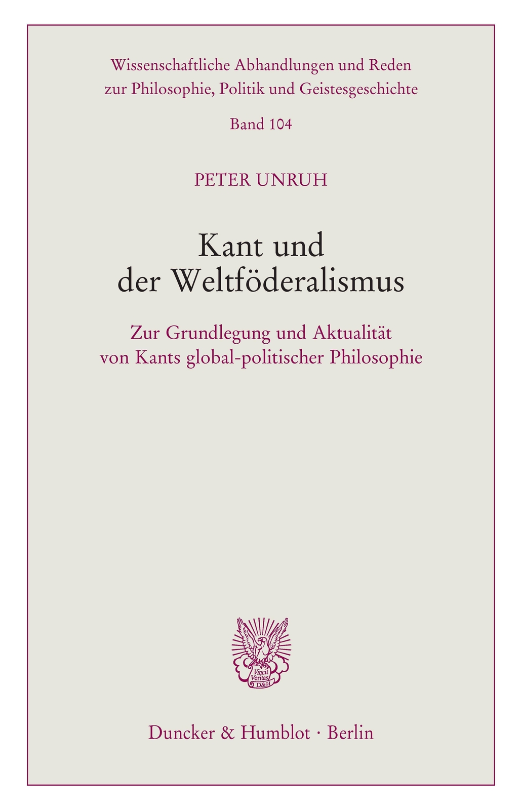 Thumbnail - Peter Unruh | Kant Und Der Weltföderalismus. | Taschenbuch | Deutsch