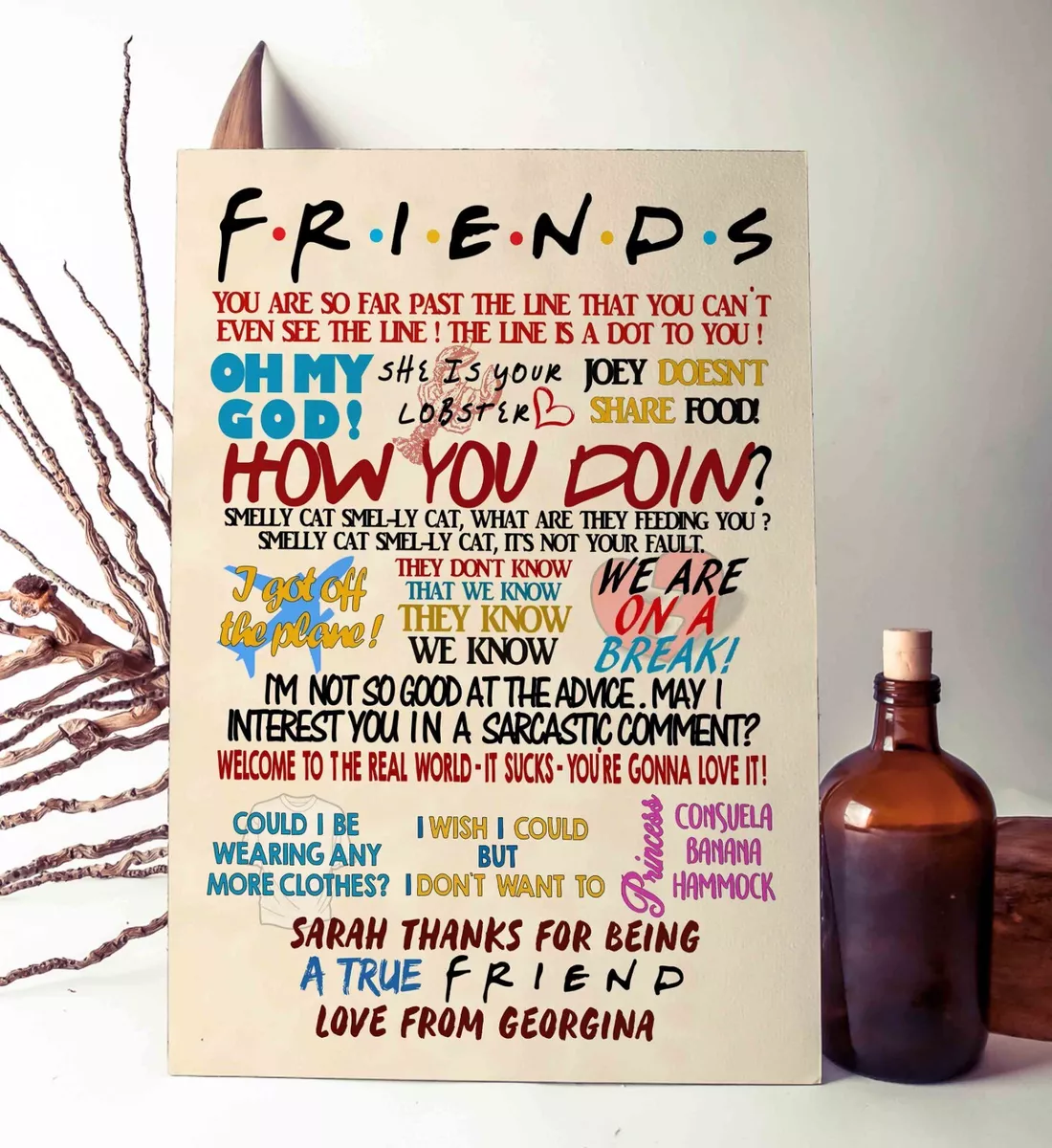 Personalised Friends TV Show Quotes ,Friendship, Friends Gift