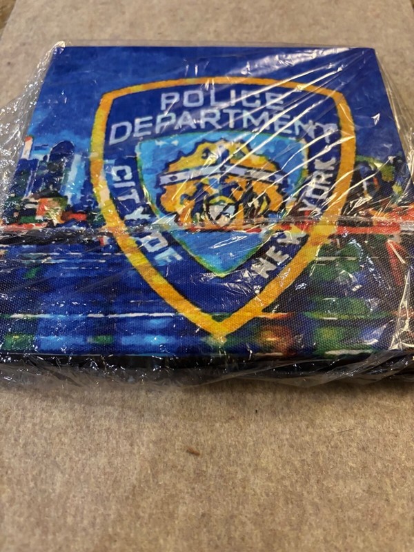  NYPD Watercolor Style Digital Artwork on Canvas 8x8 NEW 
