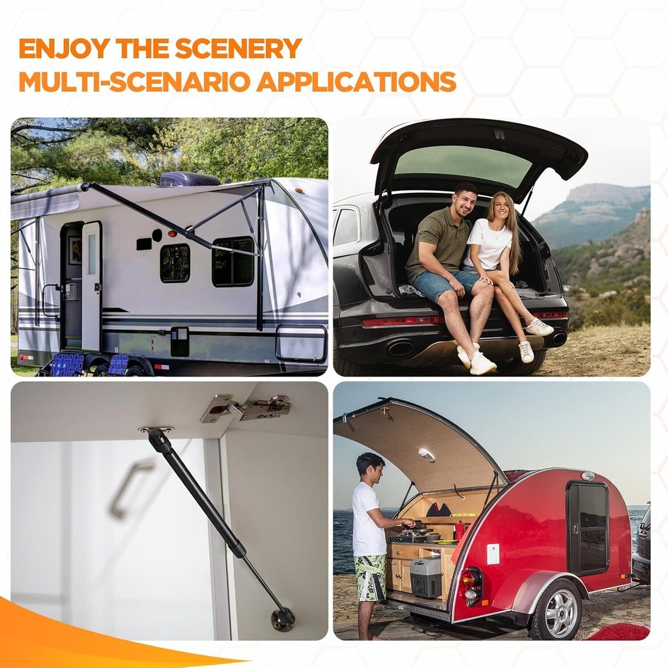 Kit De 2 Amortiguadores De Gas Universales 12 Pulgadas (40Lb) – Para RV, Barco, Autocaravana – Incluye Tornillos