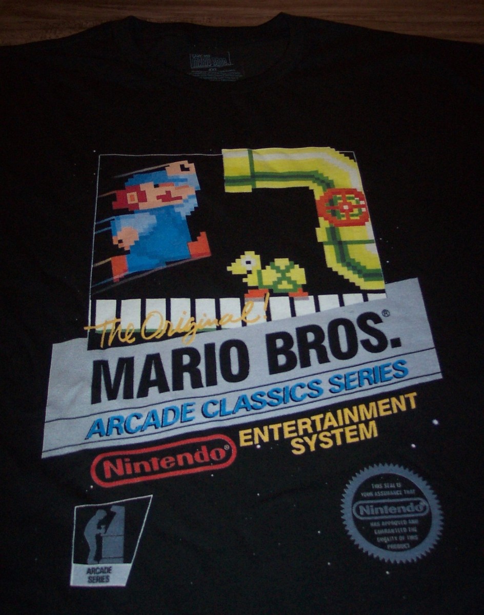 VINTAGE STYLE ORIGINAL MARIO BROS NES BOX Nintendo T-Shirt ARCADE