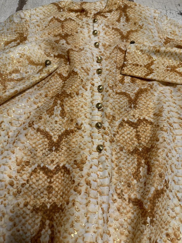 B Cohen I. Magnin Vintage Maxi Dress Caftan in Metallic Python Snakeskin Print - Image 3 of 4