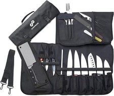 Chef  s Knife Roll Bag   Waxed Canvas  Leather Travel Case for Professional Chef