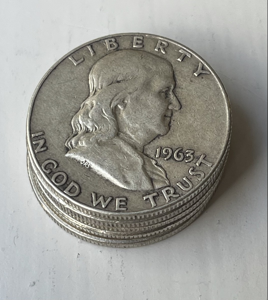 Lotto Di 8, Mezzo Dollaro Benjamin Franklin, 90% Argento - Foto 9