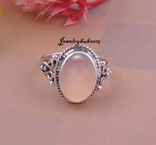 Rose Quartz Gemstone Ring 925 Sterling Silver Beautiful Designer Ring Gift Her