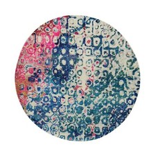 4' x 4' Blue With All Over Colorful Peacock Design Round Oriental Rug R78182