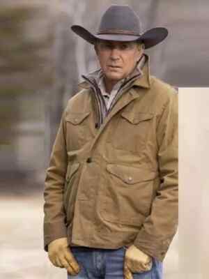 Men's Kevin Costner John Dutton Vintage Style Brown Cotton Yellowstone Jacket