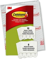 1 Pk 3M Command Picture Hanging Strips 10 Small 8 Medium Per Pack Total 18 Pairs