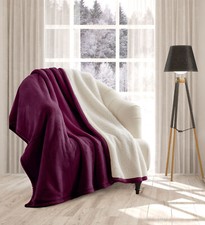 Sherpa Fleece Blanket Throws Throwover Reversible Thick Warm 130x180 (no cable)