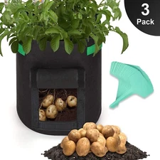 GROWNEER 3 Pcs 7 Gallons Grow Bags Potato Planter Bag with Handles and Access F