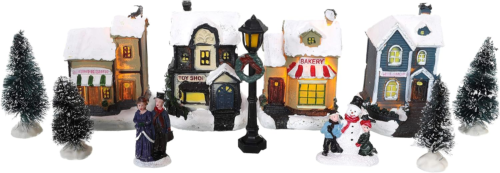 Toyland® Mini Christmas Village & Shop Scene Set con Luci LED 12 PEZZI NEGOZIO - Foto 1 di 9