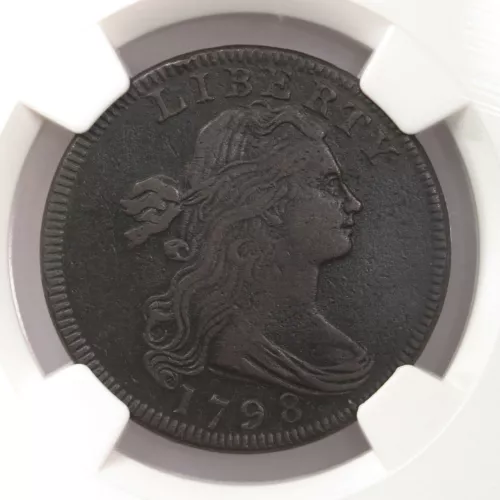 1798 Draped Bust Rev 95 1st Hair 1C S-155 NGC Certified XF Details Obv Damage 