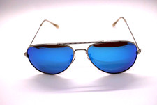 UNBRANDED AVIATOR SUNGLASSES 3026 SILVER C3 BLUE MIRROR LENS 60-14-135