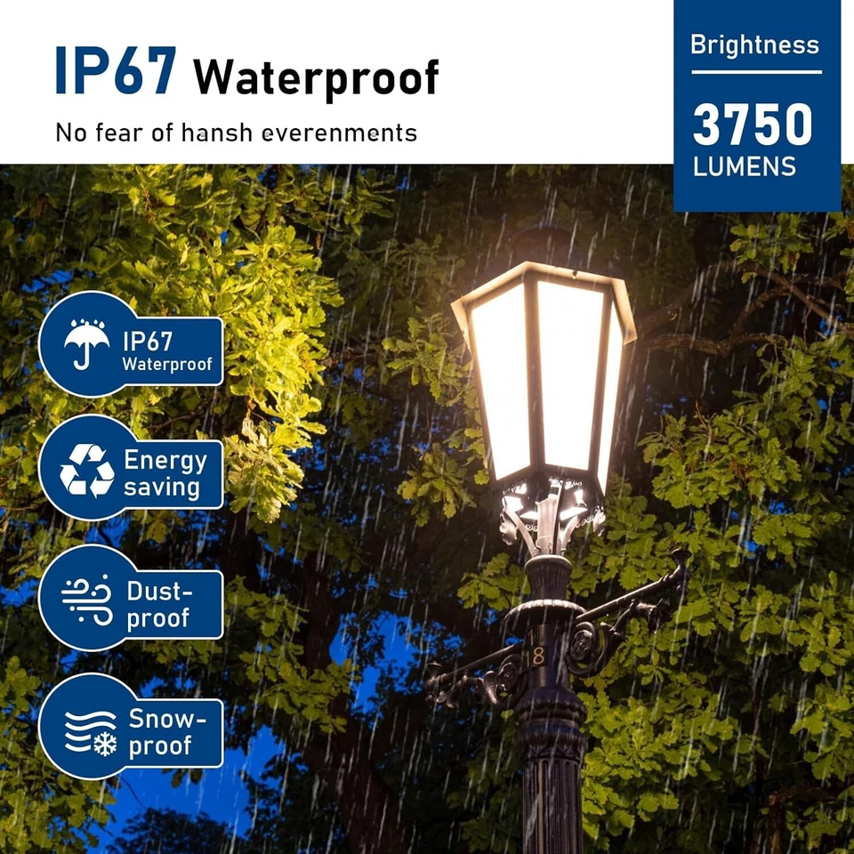 5000K E26 LED Light Bulb, 3750LM for Home Garage Warehouse Corn Lights Pack of 3 - Image 4 of 4