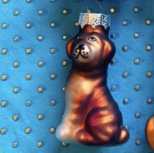 Mini Puppy Glass Christmas Ornament Brown Labrador Retriever Dog Gift Wrapping