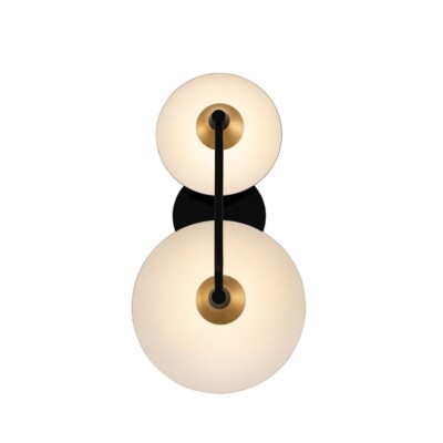 Kalco Lighting Redding 2 Light LED Sconce, Black/White/Brass - 513622BWB