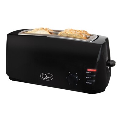 Quest 4-Scheiben-Toaster mit extra breiten Schlitzen / variable Bräunungssteuerung, schwarz