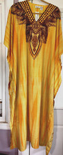 NEW NWT MUMU 2X 3X SANTE KAFTAN CAFTAN HOUSE DRESS SHADES OF YELLOW & BROWN #HJ