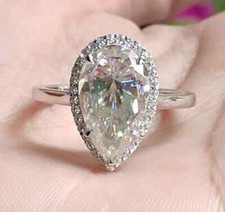 3.56Ct Lab Grown DIamond Halo With Accent Engagement Ring 18K White Gold F/VVS2