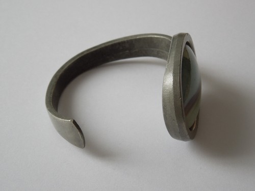 Vintage Bracelet Bent Larsen Pewter Denmark Tin Ceramic Size Adjustable 78.0 G - Picture 7 of 10