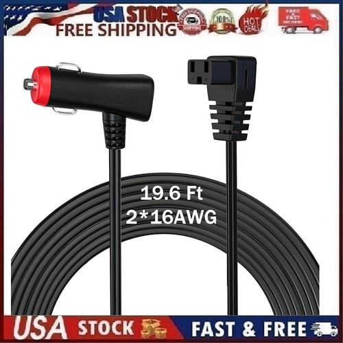 19.6 Ft (6M) DC Power Cord Cable 12V/24V for Car Refrigerator Fridge Compatible