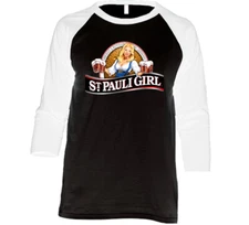 St Pauli Girl Special Dark Beer Alcohol Logo Raglan 3/4 Sleeve