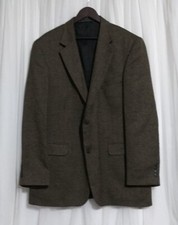 NICE MEN'S LANDS END LAMBSWOOL BROWN BIRDSEYE SPORT COAT JACKET BLAZER SZ 44L