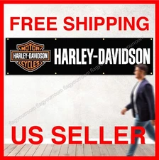 Harley Davidson Motorcycle 2x8 ft Garage Sign Banner Flag Mount Garden Grommets