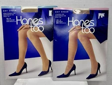 Hanes Too  Pantyhose AB 136 and 116 2008 Lot Of 2 Pair Day Sheers Non & Control