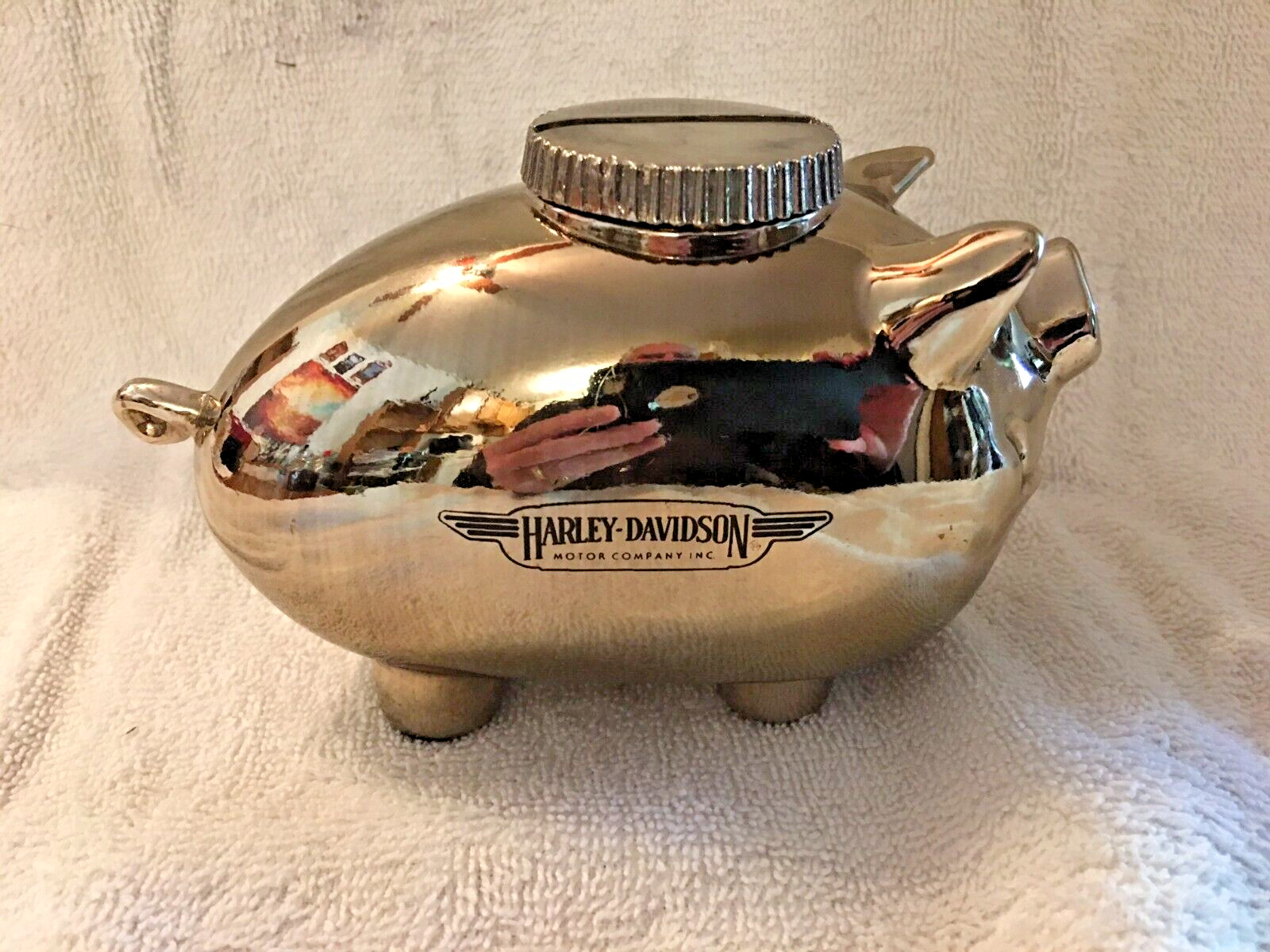 Vintage Harley Davidson 25th and 50th Anniversary Metal HOG Banks