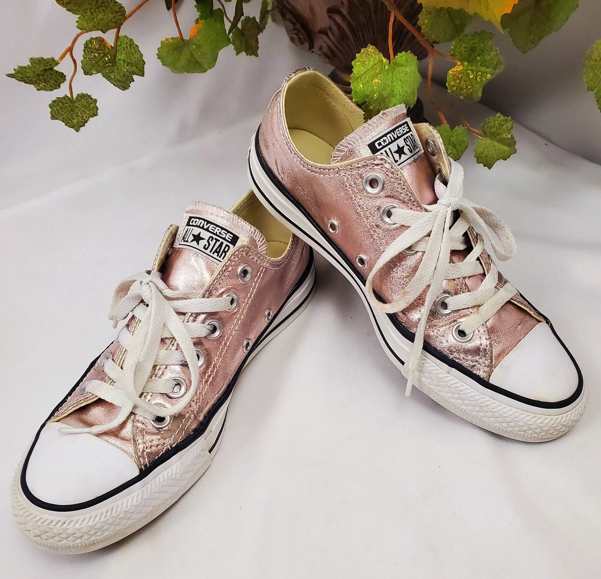 Pink metallic converse shoes sale