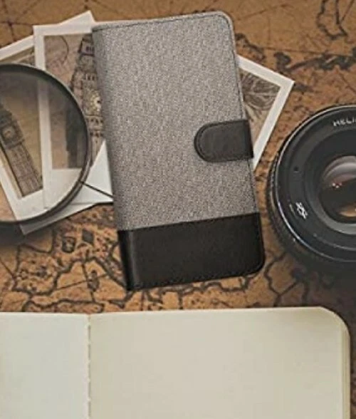 LG K4 Doble Cartera Estuche Lona Teléfono Estuche Nuevo Rojo y Negro Foto 3 de 4