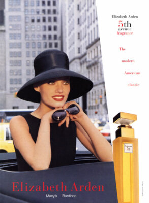 1997 Elizabeth Arden perfume Amber Valletta 5th Avenue 1-page MAGAZINE AD