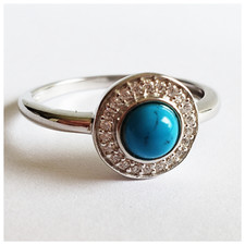 Sterling Silver Turquoise RING 100 925 STERLING SILVER GORGEOUS SZ 8