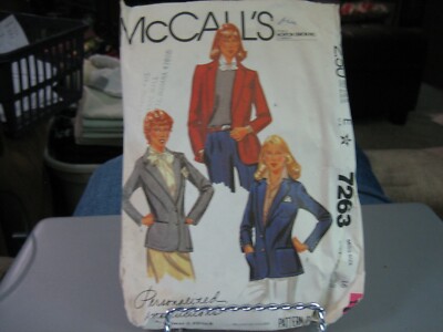 McCall's 7263 Misses Lined Jacket Pattern - Size 16 Bust 38