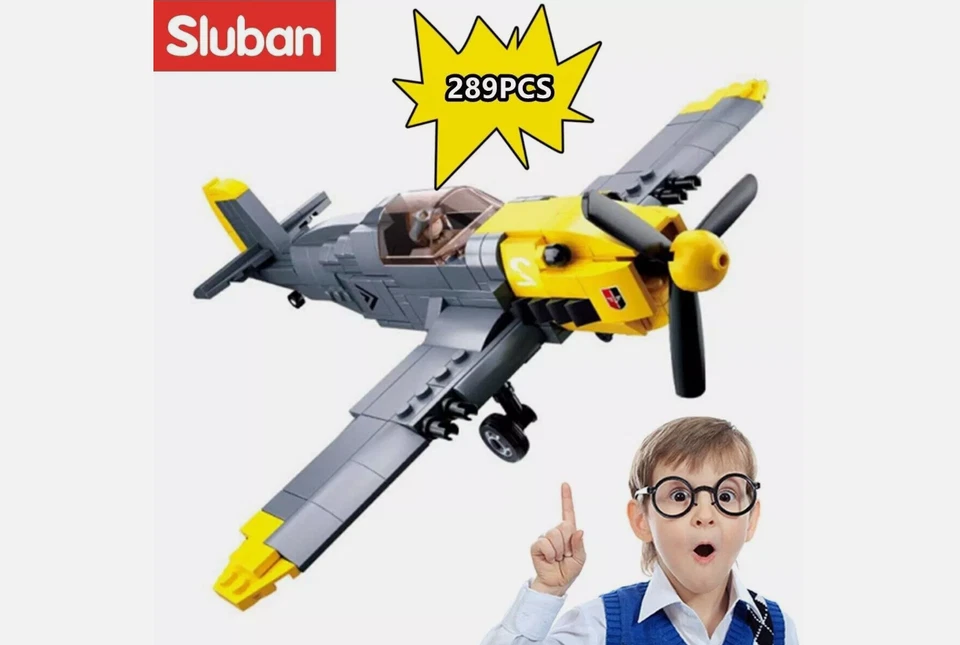 Military MOC WW2 BF-109 Fighter Aircraft Building Blocks Bricks Models Kids Toy - Image 2 of 4