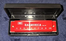  10-Hole Blues Harmonica and Harmonica Holder 