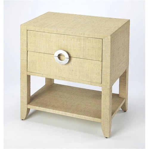 Butler Specialty Company Amelle Raffia 2-Drawer Nightstand - Cream - Picture 1 of 7