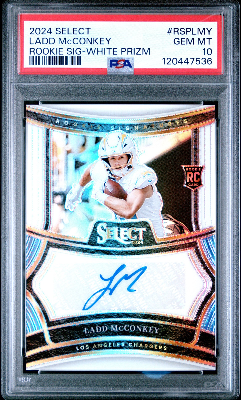 Ladd McConkey Panini Select Rookie Signatures #RSPLMY White