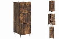 Kommode Schubladenschrank Sideboard Schmal GeräUcherte Eiche 33X34,5X92 Cm