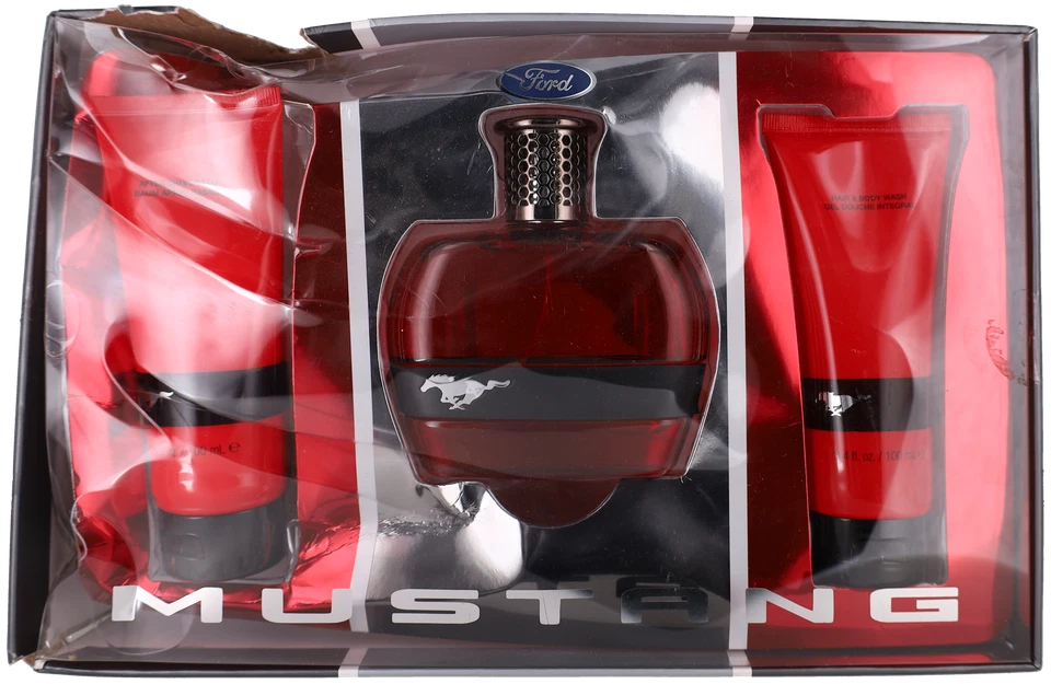 Red by Ford Mustang for Men Set: EDT + ASB + SG (3.4+3.4+3.4oz) Damaged Box New - Image 1 of 1
