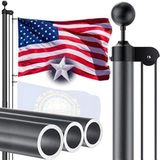 25 FT 12 Gauge Heavy Duty Flag Pole - Extra Thick Aluminum Flagpole kit with .