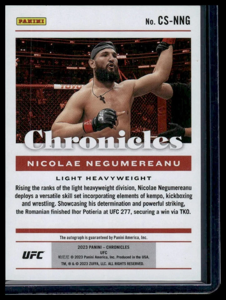 2023 Panini Chronicles UFC #CS-NNG Nicolae Negumereanu Chronicles Signatures - Image 2 of 2