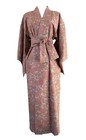 VINTAGE Visiting kimono robe, dyed pongee, ripped pattern, pure silk, pink — photo 1