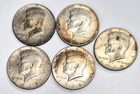 1968 Lot of 5 Kennedy Half Dollars 40% Silver Clad $2.50 Face Value