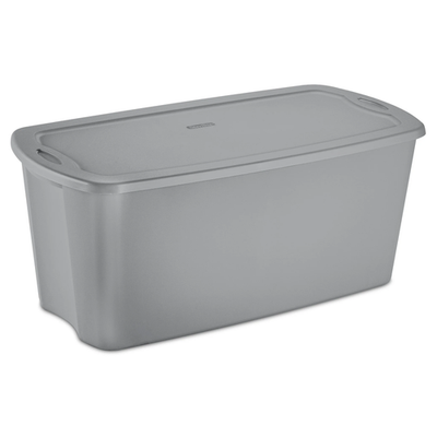 #ad 50 Gallon Tote Plastic Storage Bin with Snap On Lid Gray $20.68