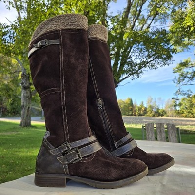 Brilliant Style Fiona Brown Suede Leather Boots Women's Size 8M Western Buckles 