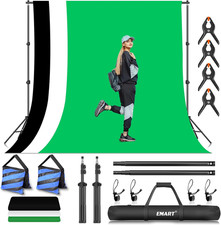 Adjustable 7x10ft Photo Video Backdrop Stand Kit with 3 Backgrounds  Clamps